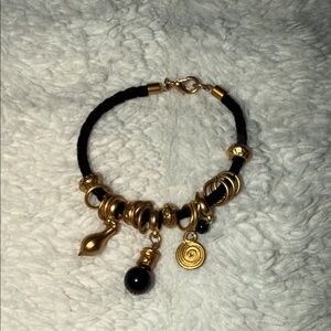 Gold Charm on Black Velvet Bracelet